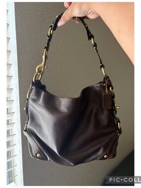 Coach Leather Shoulder Bag Carly Line Style No. 10615 Copper Lining